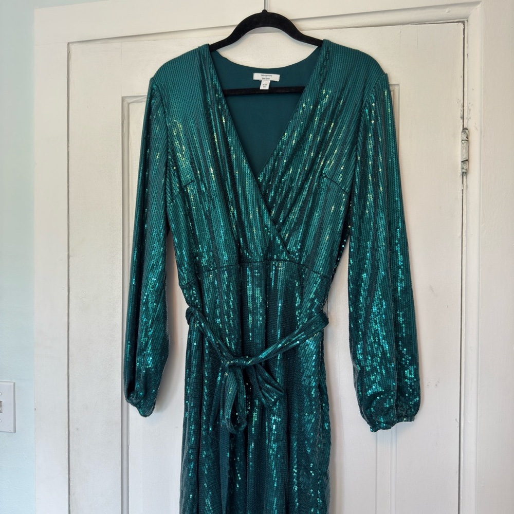 Cara Santana x‎ Nine West Teal Sequin Long Sleeve Dress